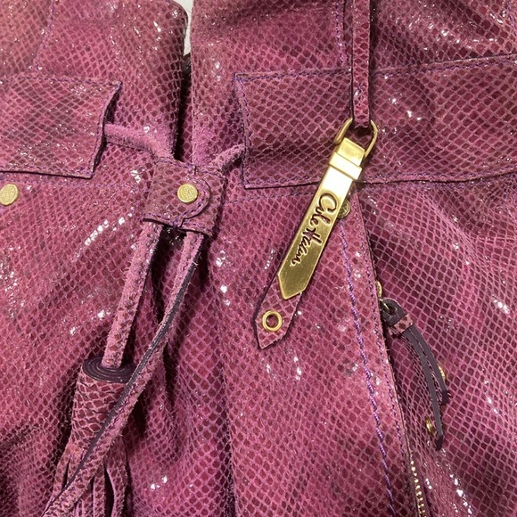 Cole Haan Marabelle Pythons Drawstring Tote, pockets, zipper, clean inside. - Picture 2 of 13